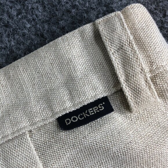 Dockers Pants Mens 40x30 Khaki Vintage No Wrinkle Linen Blend Pleated High Waist - Picture 12 of 14